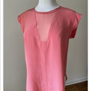 Coral silk blouse by PJK- size small